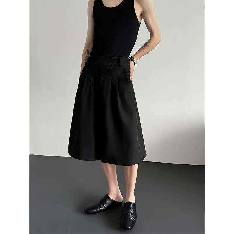 Summer Suit Shorts Men Society Mens Dress Shorts Streetwear Korean Loose Wide Leg Pants Mens Office Formal Bermuda Shorts