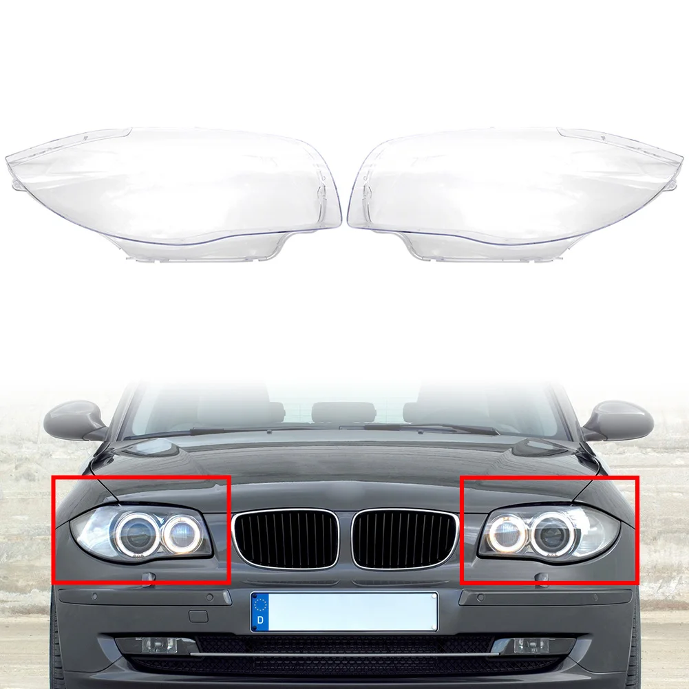 Car Headlight Lens Headlamp Shell Cover Left + Right 2Pcs For BMW 1 Series E81 E82 E87 E88 1M 2003-2011