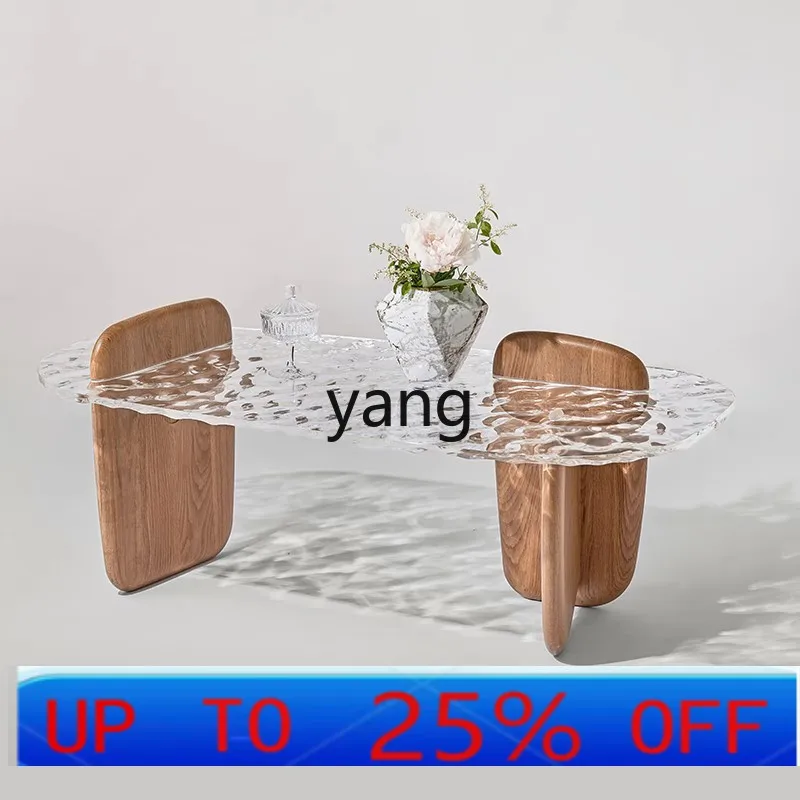 LTT light luxury reef series resin plexiglass rounded corners craft coffee table