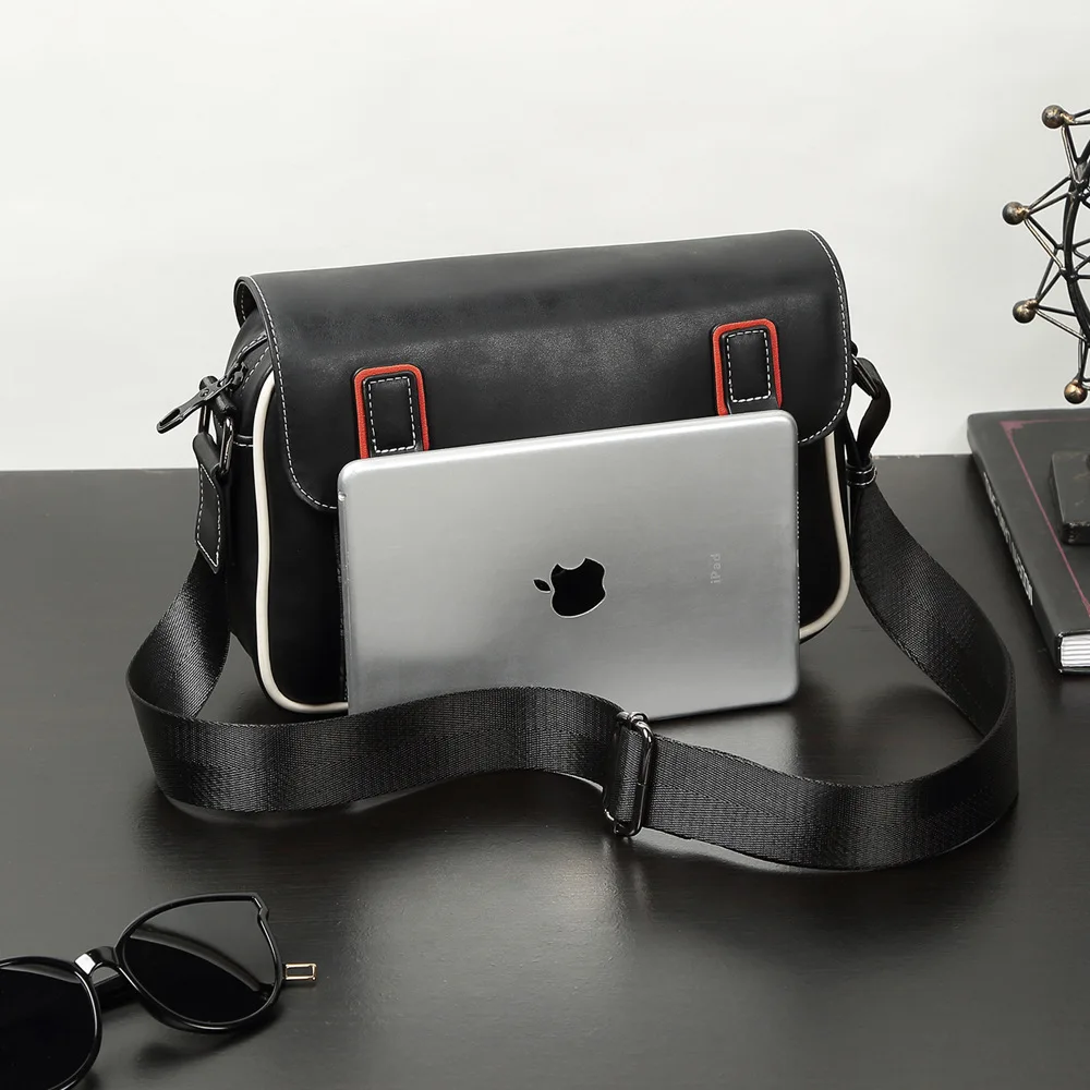 Modische Karierte Umhängetasche für Herren, Modische Schultertasche mit Blumenmuster, Herren-Umhängetaschen, Crossbody-Tasche, Quadratische Handtaschen für Männer – Detail 7