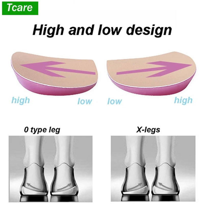 Tcare Orthopedic Shoes Insoles O/X Type Leg Insoles Shoe Inserts Medial Lateral Heel Wedge Lift Silicone Pads Corrective Unisex