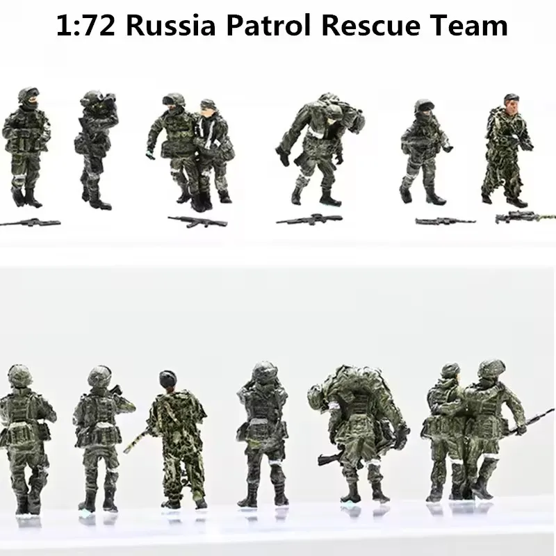 Modello in scala 1:72 8 pezzi Russia Patrol Rescue Team 8 Soldati Action Figure Giocattoli Accessorio di scena Bambole Display Collezione Regalo