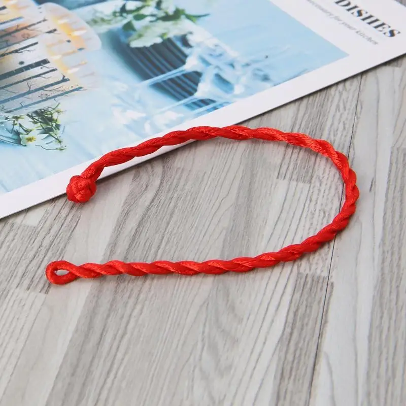 L5YC 100x Eye-catching Red String Kabbalah Bracelet Knitting Ethnic Red Rope Lanyard Bracelets Jewelry Decor Gift for Couples