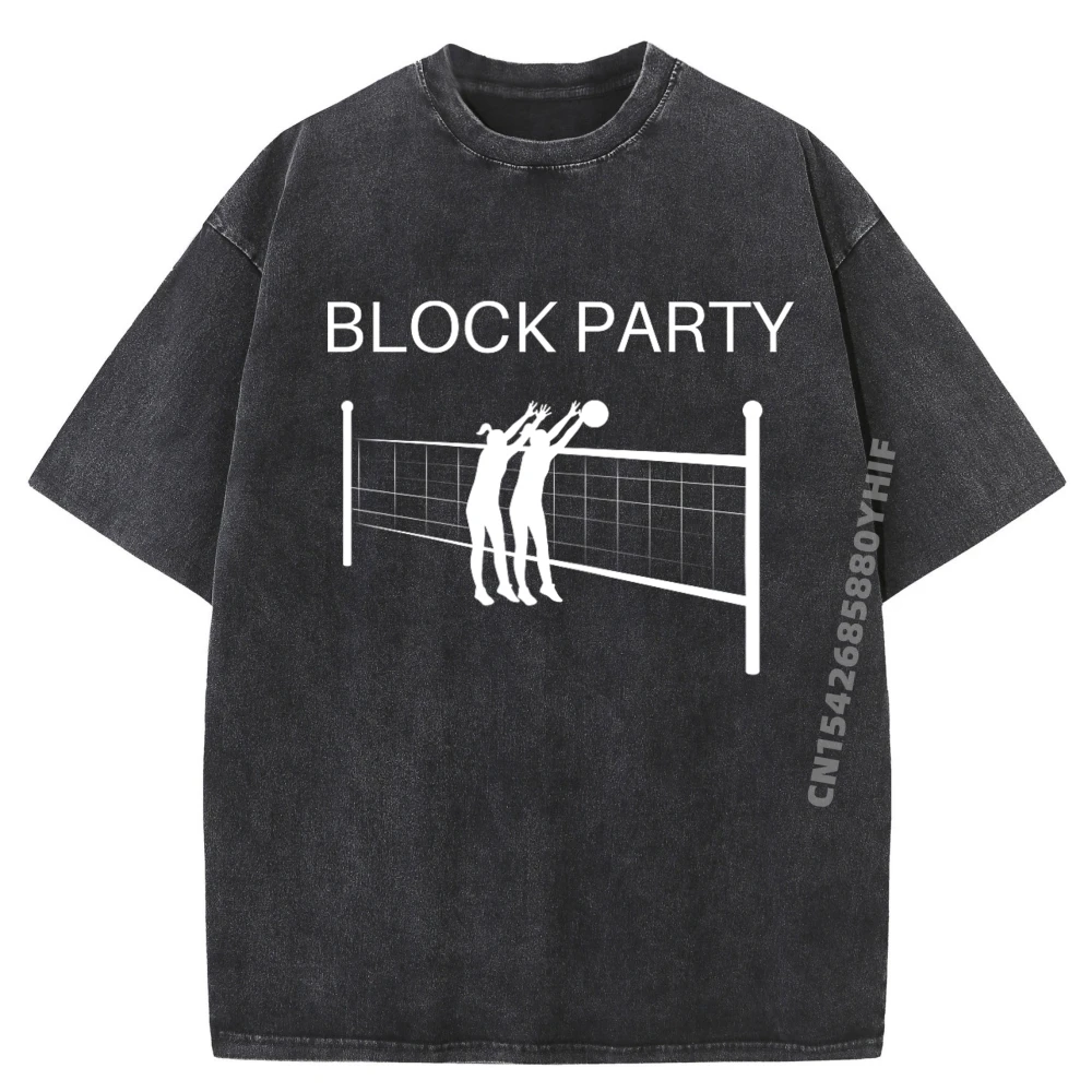 

Забавная футболка для волейболистов Block Party, зеленая и белая футболка с рисунком, элитный бренд, высококачественная хлопковая стираная футболка Camiseta