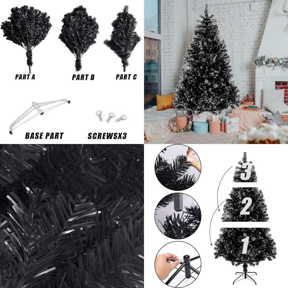 

6 футов, 1350 наконечников, искусственная рождественская сосна с металлической подставкой для легкой сборки, подходит для внутреннего и наружного праздничного декора