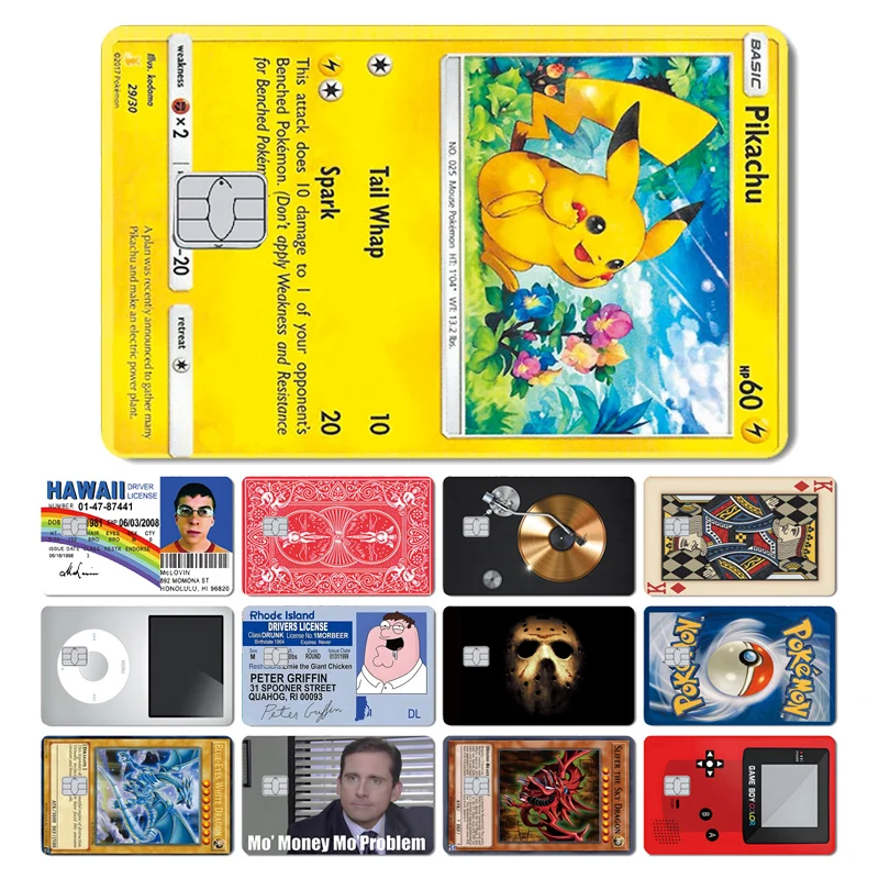 Stylish Yogioh Pikachu Mclovin Bitcoin Cover Film Sticker Skin Case for Credit Debit Card Small Large Chip