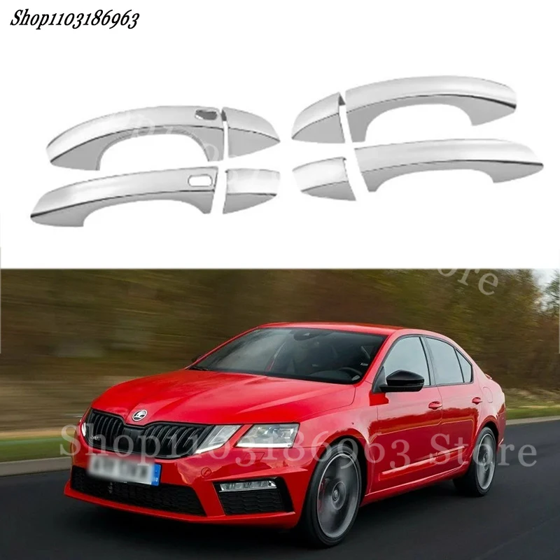 

Глянцевая черная накладка на дверную ручку, наклейка, отделка для Skoda Octavia A7 2014-2019, автомобильная наклейка, аксессуары для внешних деталей