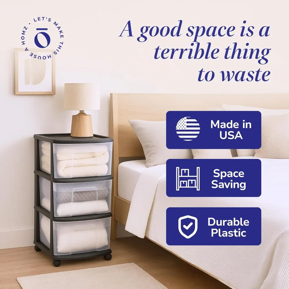 عربة درج تخزين بلاستيكية شفافة من 3 طبقات مع عجلات، منظم للحمام المنزلي والمكتب #6