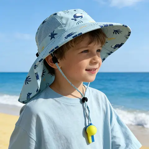 Children's Cute Breathable Sun Hats Kids Caps Girls Anti-ultraviolet Outdoor Beach Hat Boys Quick-drying Shawl Large Sun Hats