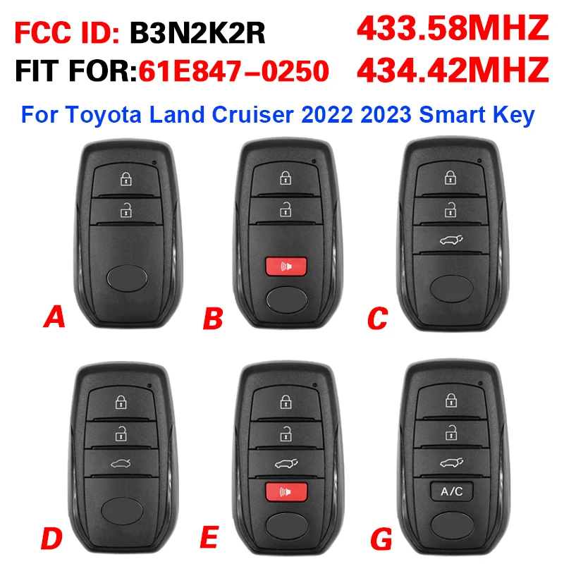 CN007334 433.58/434.42Mhz FSK P4::00 00 BA BA 8A-BA B3N2K2R 8990H-60540/8990H-30220 Smart Key For Toyota Land Cruiser 2022 2023