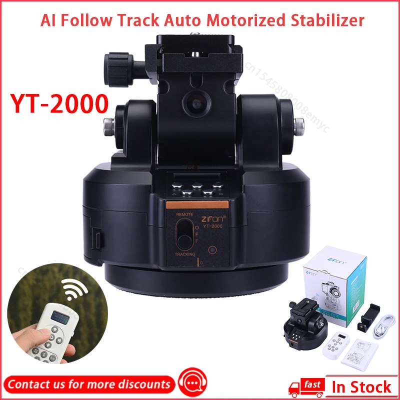 ZIFON YT-2000 AI Smart Face Following Motorized Rotating Panoramic Head Pan Tilt Tripod Head Stabilizer for Smartphone Cameras