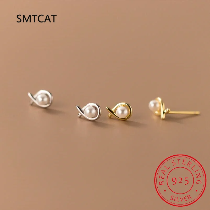 Line Crossing Goccioline d'acqua Mimic Pearls Orecchini in argento sterling 999 per le donne Gioielli classici di temperamento di lusso