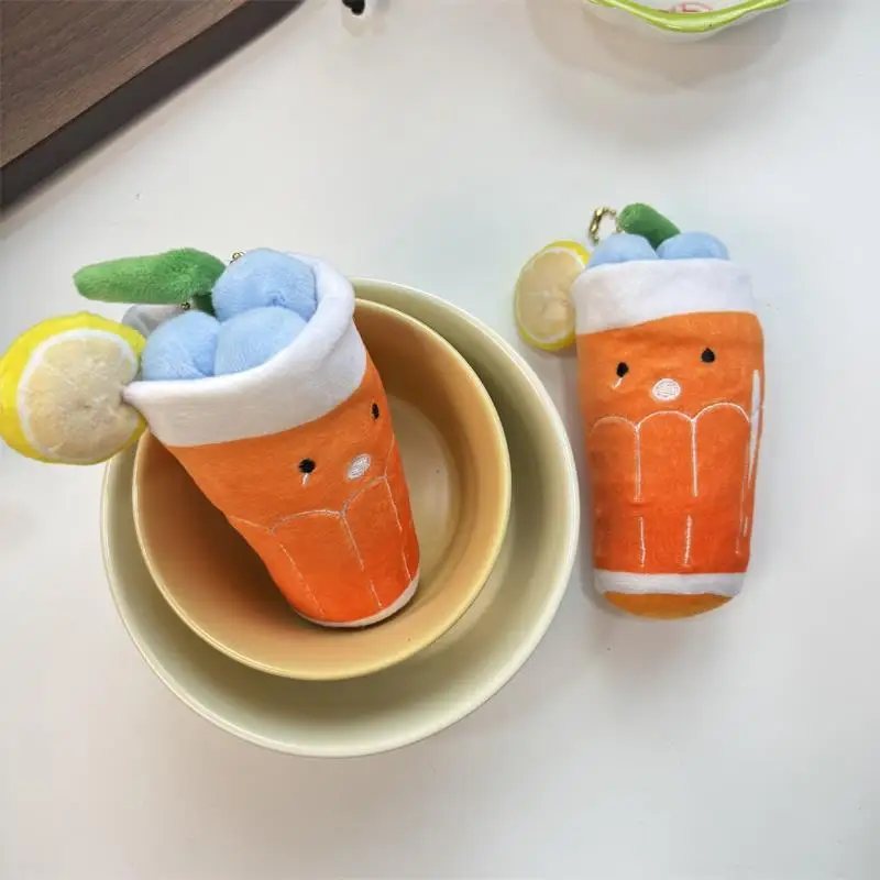 

Stylish Orange Blueberry Cold Drink Plush Doll; Adorable Stuffed Toy Keychain Bag Pendulum Present.