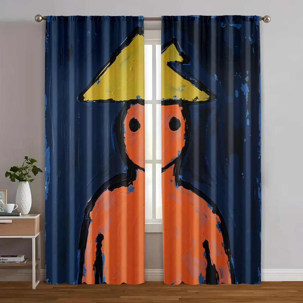 

2pcs, Upscale Curtains Man Holding a Umbrella Polyester Easy Install (without rod) Home Decor Use for Bedroom, Living Room,