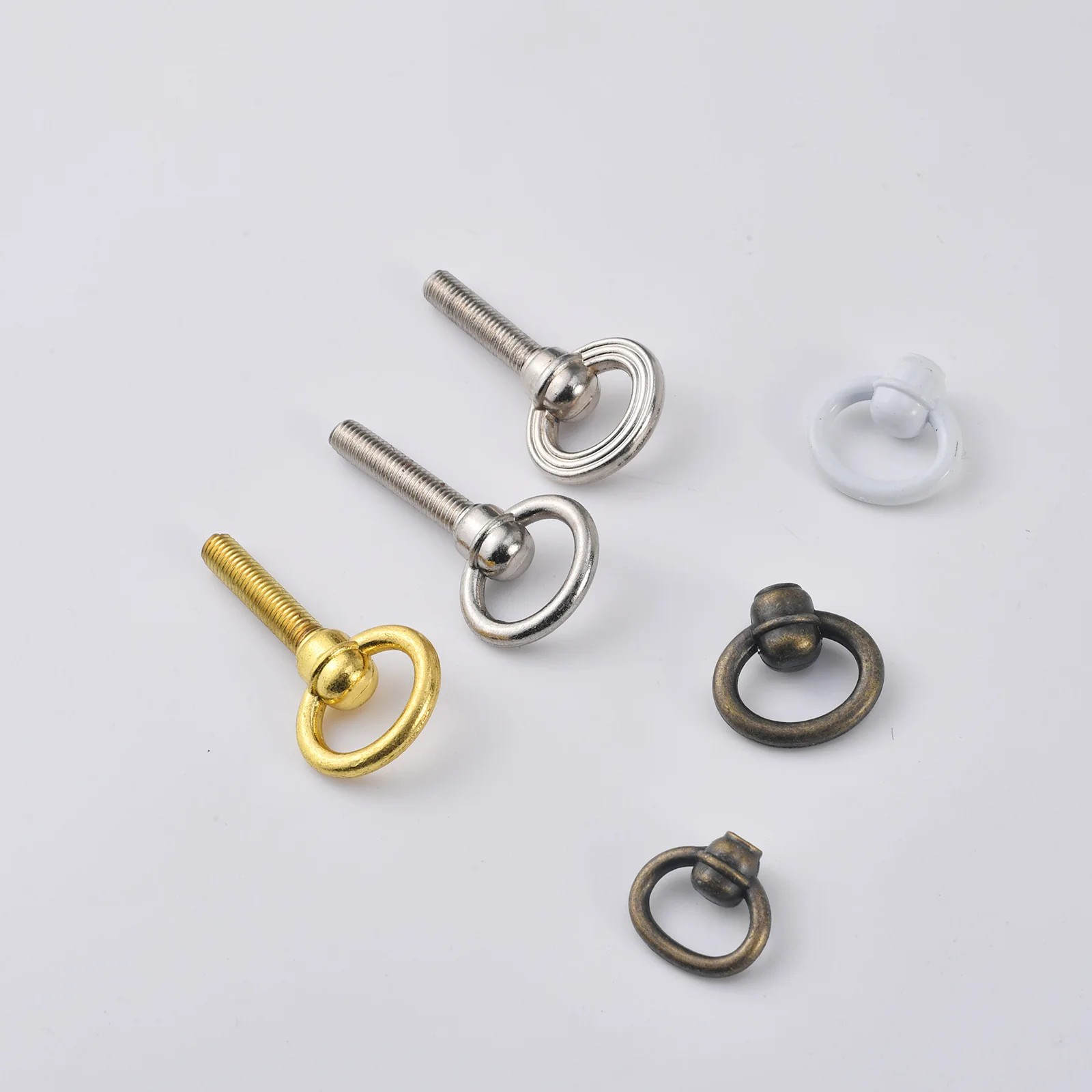 Cross-border Vintage Alloy Threaded Handle Ring Mirror Cabinet Drawer Hardware Accessories