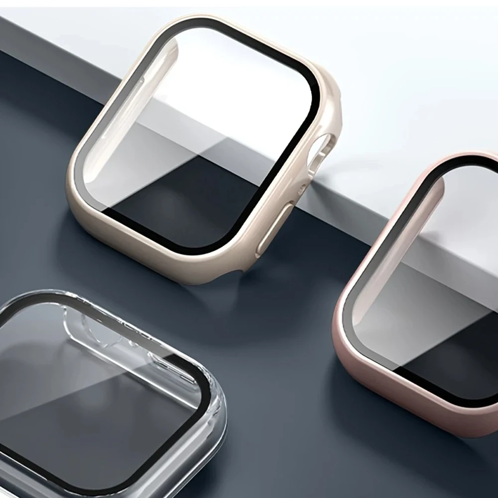 2 Pack Case For Apple Watch 11 10 9 8 7 6 SE 46mm 42mm 45mm 44mm 41mm 40 Screen Protector Tempered Glass PC Bumper iWatch Cover