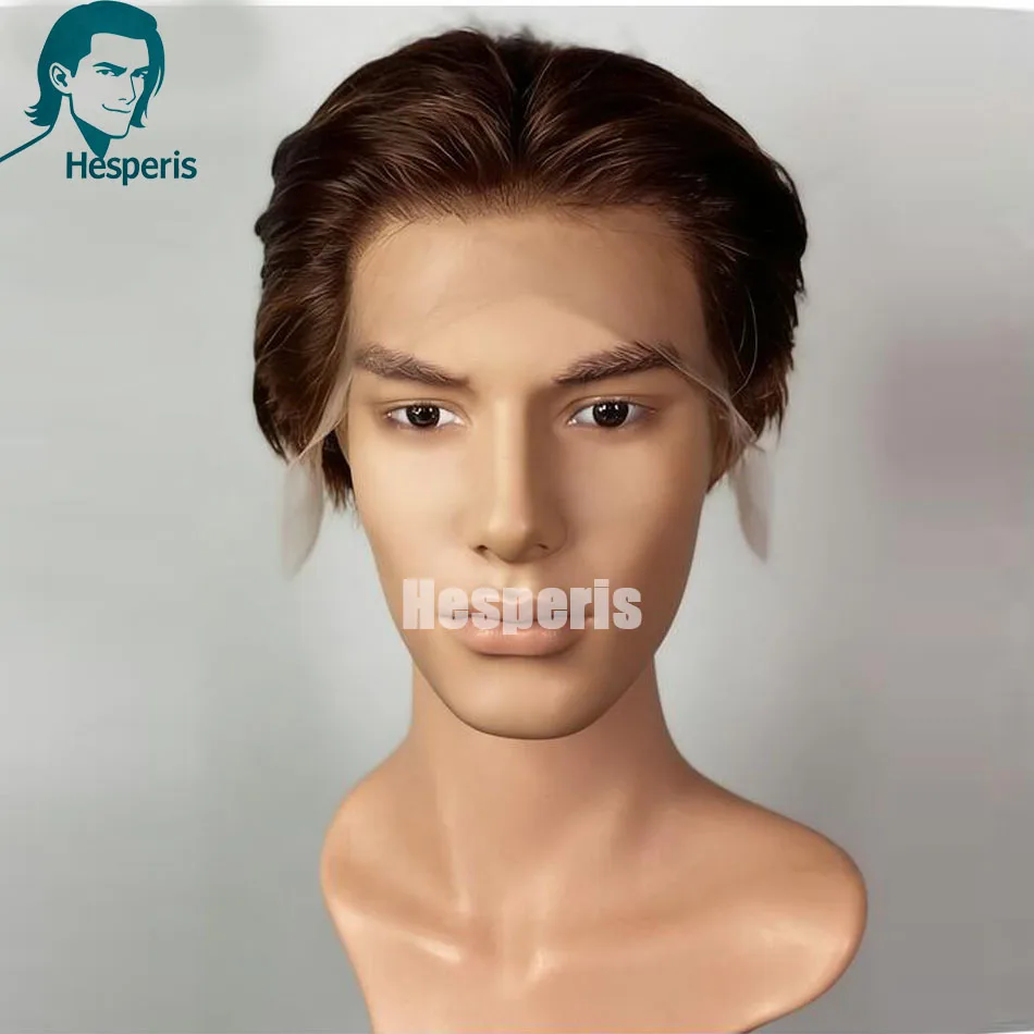 Hesperis Brown Lace Front Wig for Men Pixie Style 13x6 Lace Frontal Pre Plucked Free Part Human Hair Wig Pre Styled Short Wig
