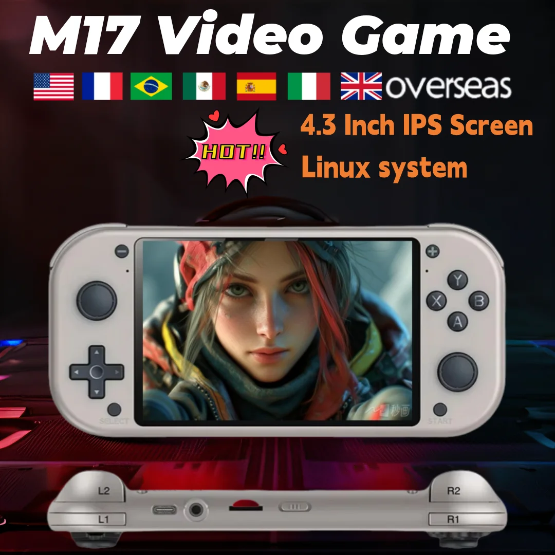 M17 Handheld Video Game Console Open Source Linux System 4.3inch Screen Portable Pocket Video Player Retro Gaming Console