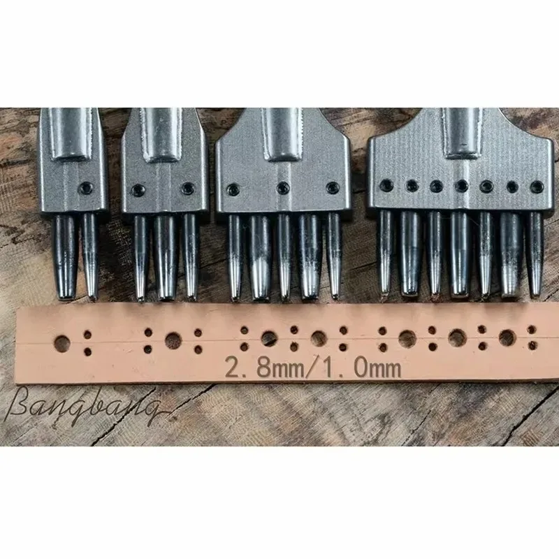 

Инструмент для пробивания отверстий в коже, декоративный инструмент для создания ажурных узоров в ремнях/поясах, штамп из высокоуглеродистой стали с направляющим приспособлением