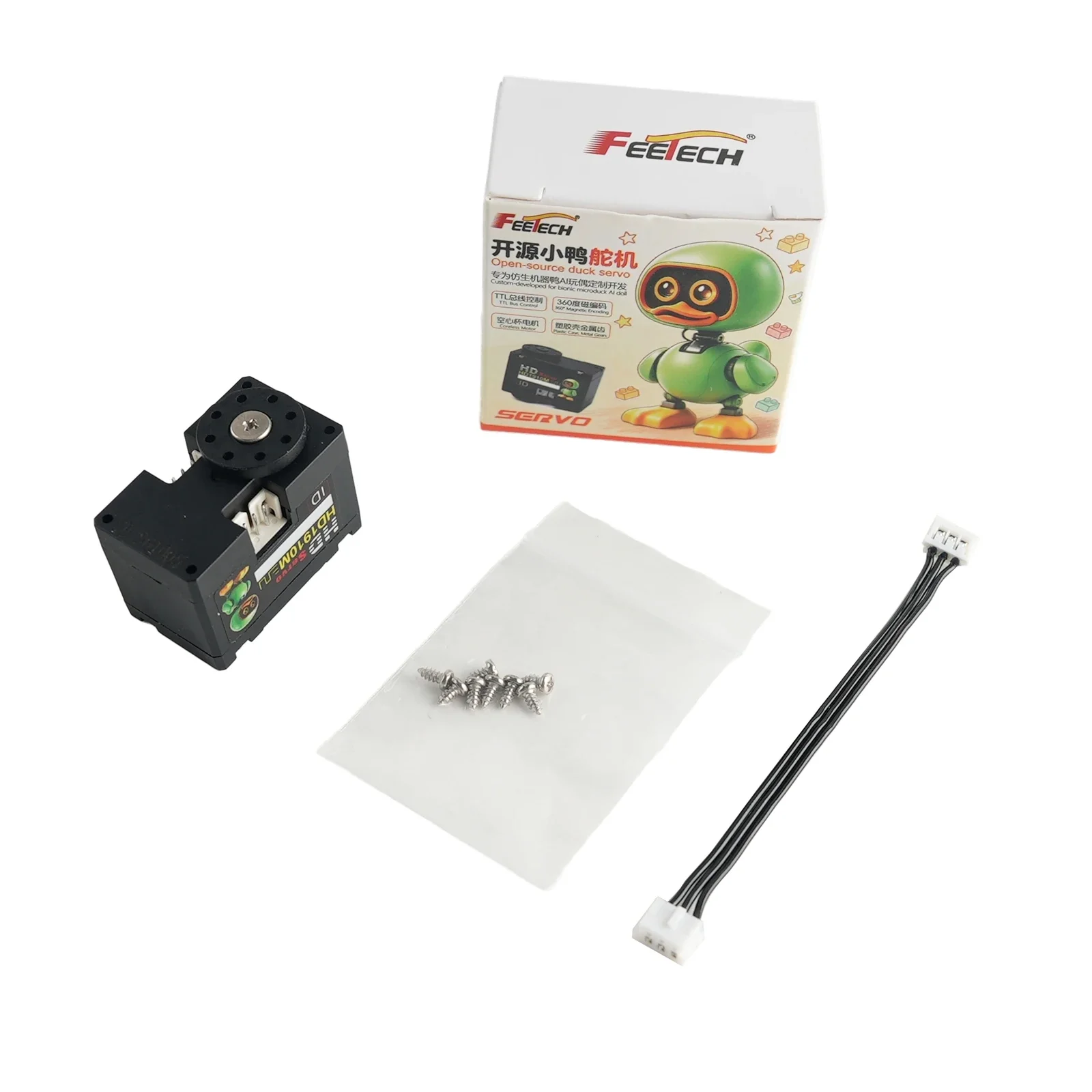 Feetech HD-1910 6V 12KG Dual-axis TTL Bus Servo Coreless Motor Metal Gear 360° Magnetic-encoded Servo for Microduck AI Robot