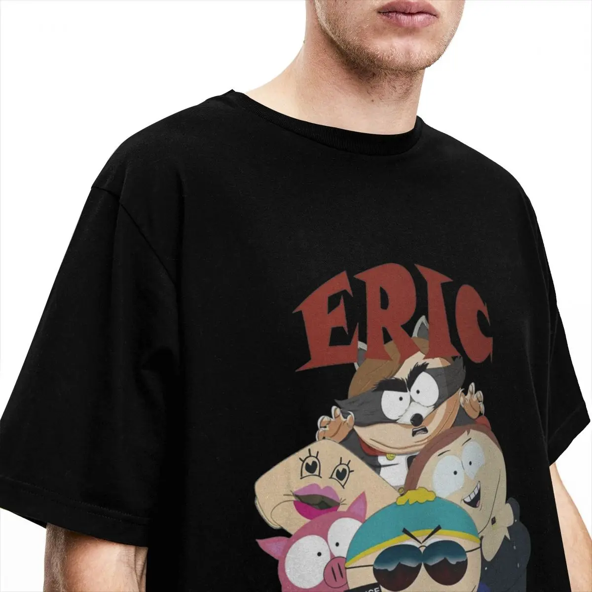 Camiseta de manga curta masculina, camiseta de algodão casual, tops com gola O, desenhos animados Ralph, South Park, ideia do presente