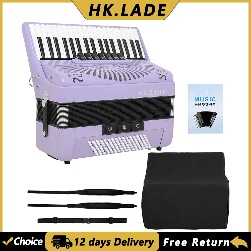 

HK.LADE AH-280 37-клавишный 96-басовый аккордеон с несколькими голосами и ремешком для сумки, клавиатурный инструмент для оценки выступлений