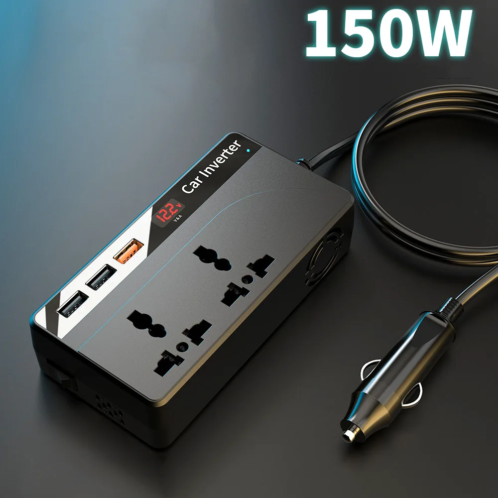 

150W Car Inverter 12V To 220V Power Converter Multi-function Socket QC3.0 Fast Charging