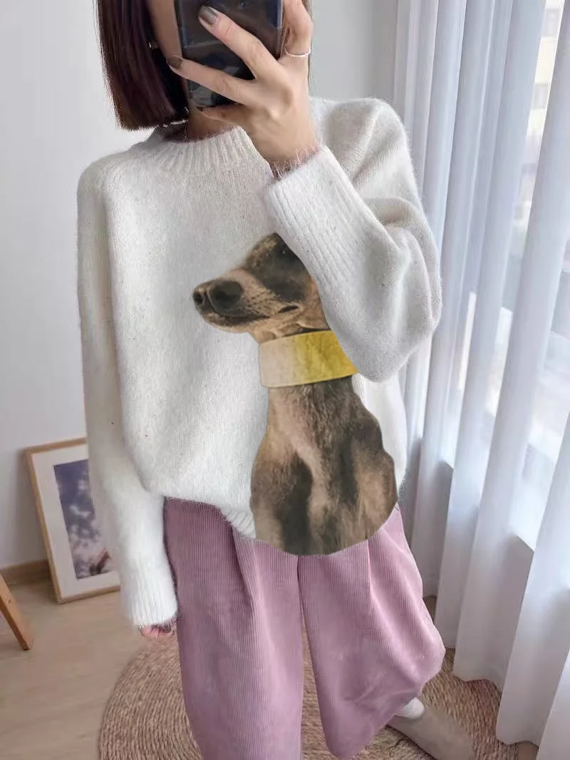 

Korean Sle Thiened Woolen Knitted Sweater Women's Autumn Winter New Faion Soft Warm Fce Lined Loose Base Layer Top