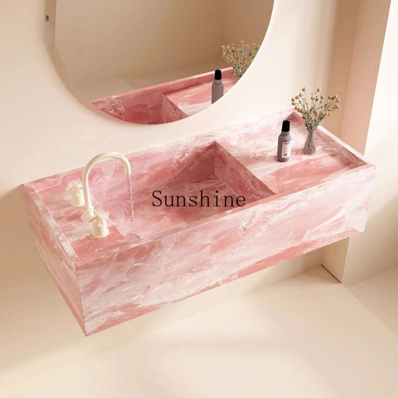 

Marble slate narrow side deep sink wall-mounted wash basin bathroom cabinet