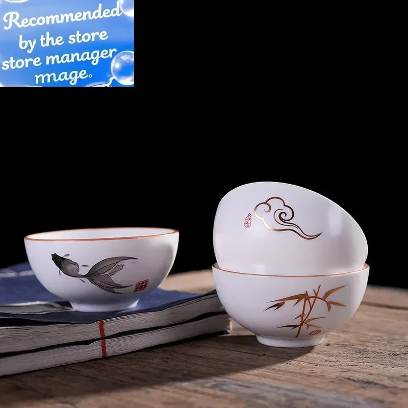 

4pcs High quality white porcelain tea cup, Ding kiln white teacup , matt glaze Kung Fu tea set Tea ceremony supplies mug
