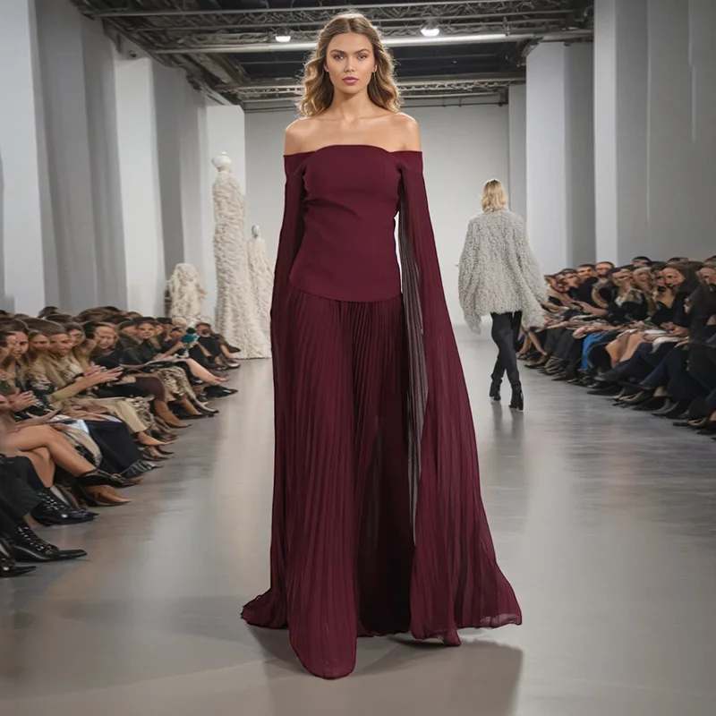 

Модный комплект Ele Faionable: юбка миди на одно плечо и плиссированный топ-бюстье для женщин 20-30 лет, полиэстер, на молнии