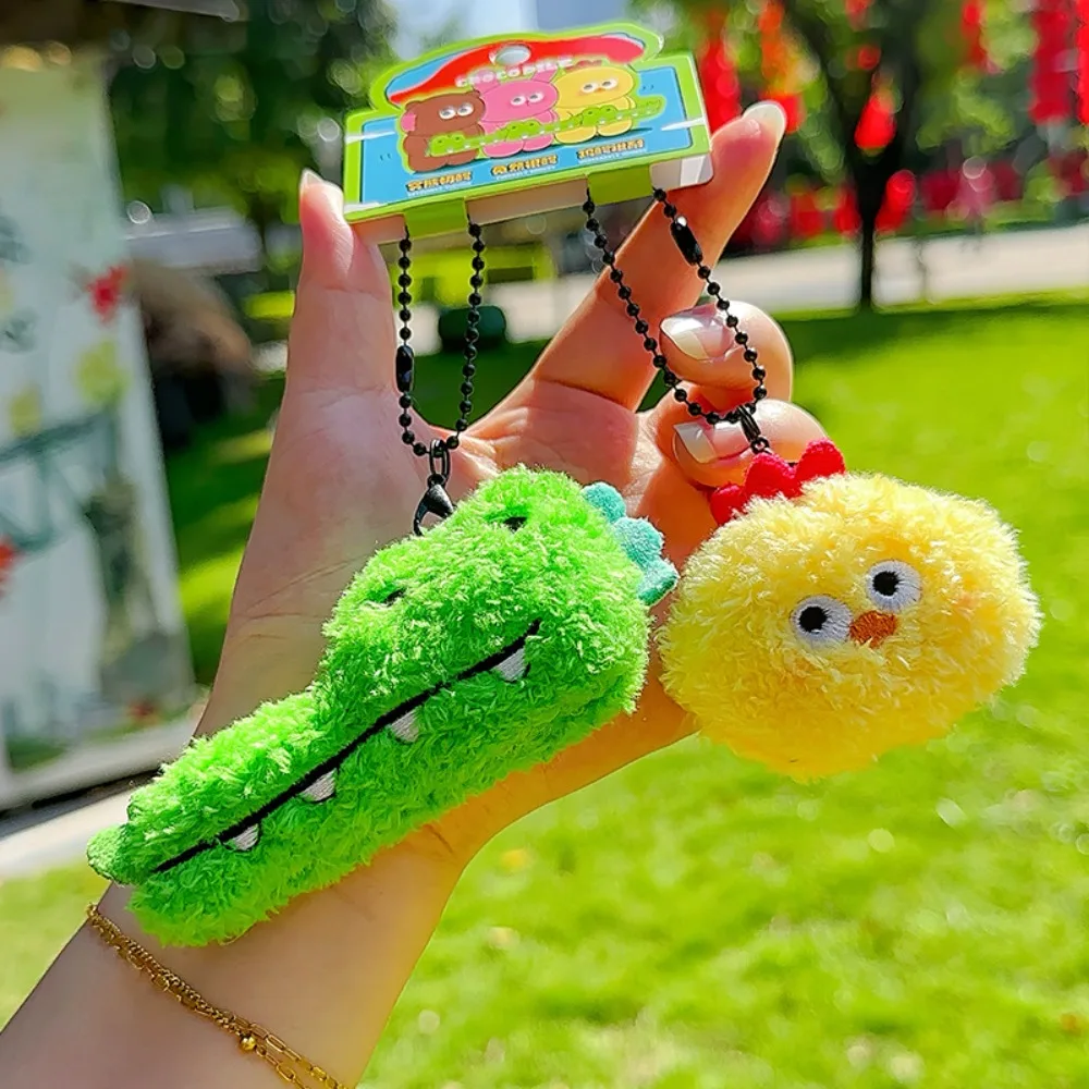 2pcs/set Green Soft Crocodile Key Ring Funny Chick Cartoon Couple Pendants PP Cotton Rabbit Friends Bag Charm Girls