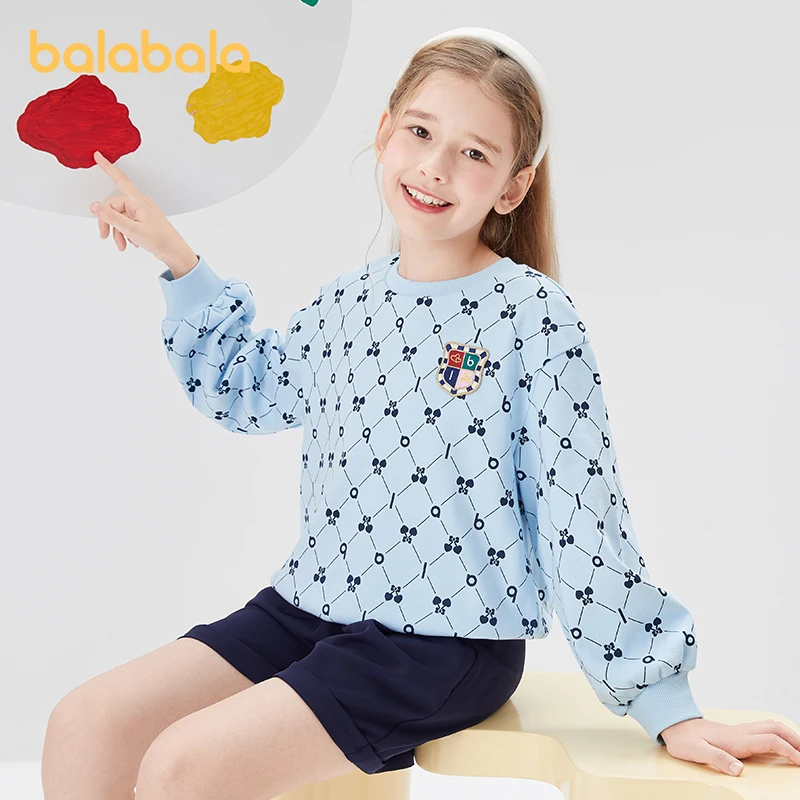 Balabala Toddler 2023 Girl Sweater Spring Autumn New Top Fashion Exquisite Embroidered Logo Sweater