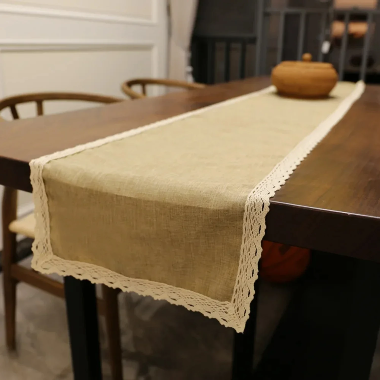 Rustic Burlap Lace Jute 30x250CM Table Runner Imitation Linen TV Cabinet Table Runners for Wedding Party Decoration Table runner