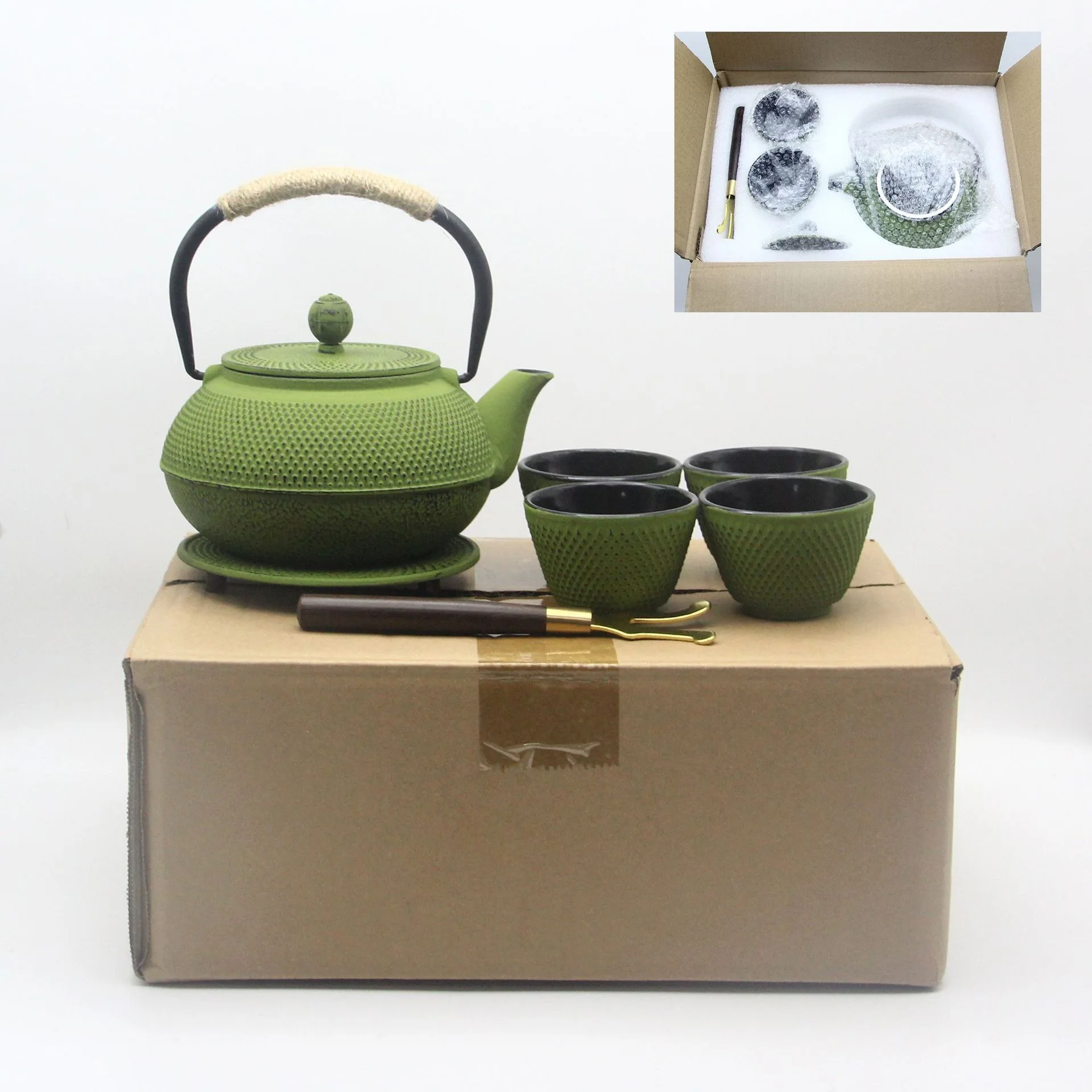 Cast iron kettle enamel anti rust coating kettle set