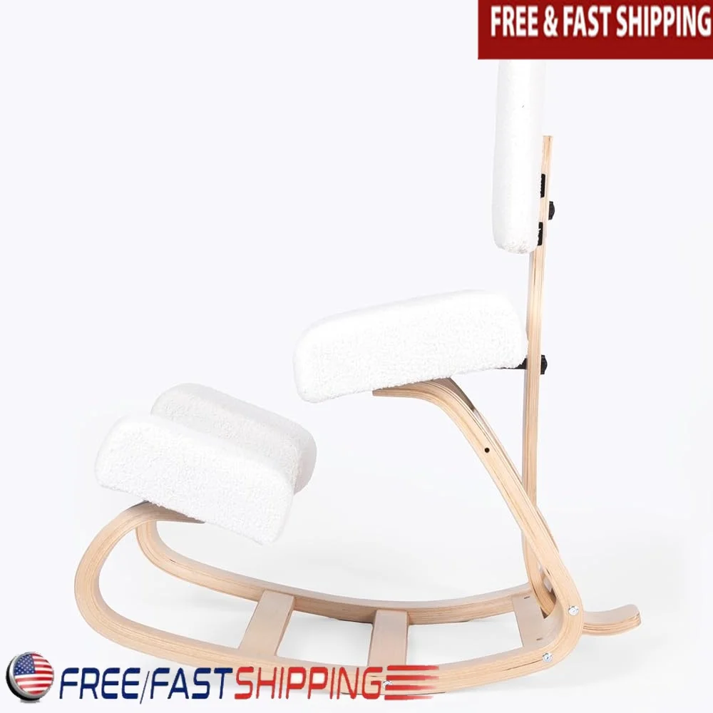

Ergonomic Kneeling Chair with Back Support Adjustable Posture Desk Stool Home Office Back Pain Relief