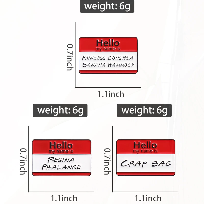 브로치 커스텀 만화 코미디 영화 소나무 라펠 배지, 친구를 위한 재미있는 보석 선물, 헬로 마이 네임 라벨 에나멜