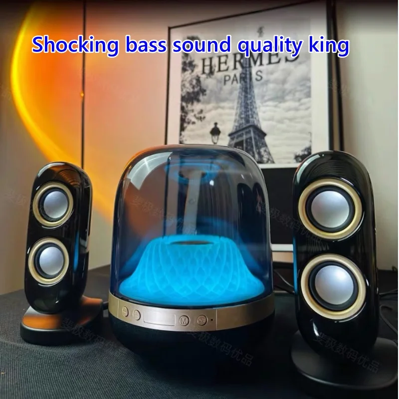 

Popular Glass Transparent Music Player 40W High Power Rechargeable Bluetooth Speakers Subwoofer for Indoor and Outdoor Parties
