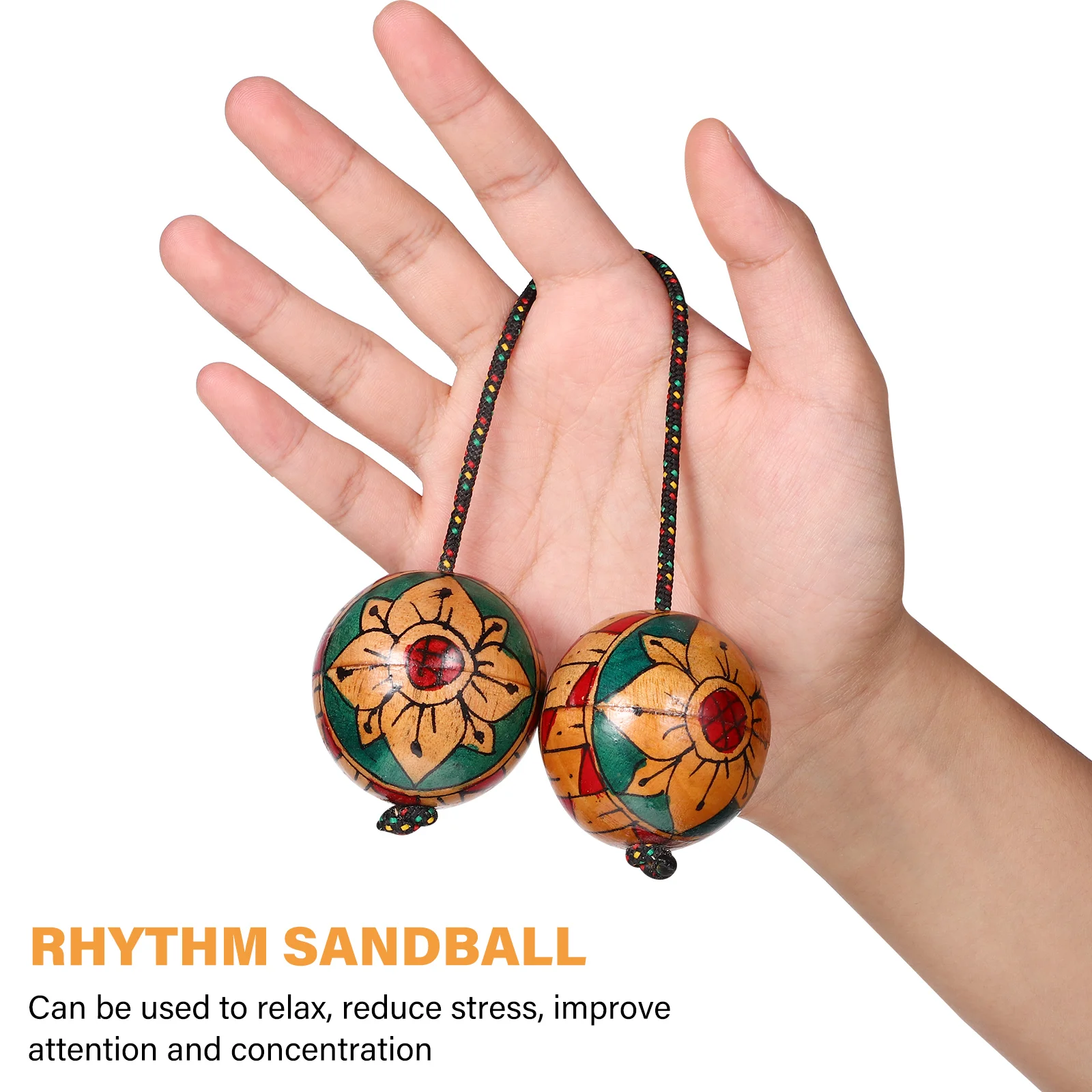 Indonesian Hand-painted Rhythm Maracas Style Single-hand Percussion Instruments Shake Music Egg Shaker Wood Musical Sand Hammer