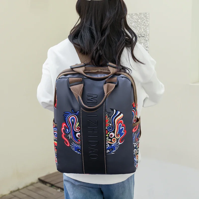 National Style Oxford Fashion Backpack 2024 Trend Large Capacity Advanced Sense Ladies\' Backpack Versatile Style Classic Style