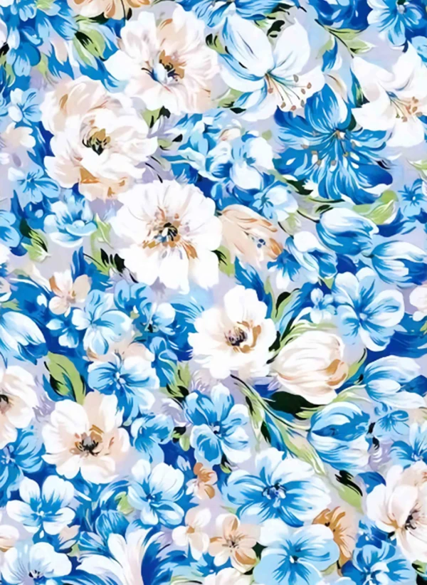 1 meter X 1.4 meter Blue County Flower Viscose Poplin Fabric For Dress Shirt