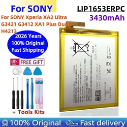 100% Original For Sony Xperia XA2 Ultra G3421 G3412 XA1 Plus Dual H4213 High Quality LIP1653ERPC 3430mAh Battery Bateria+Tools