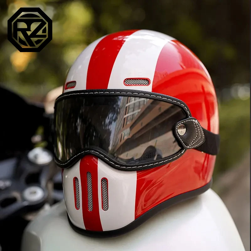 ORZ NEW Motorcycle FBR Full Face Retro Helmet Tokyo Style Motorcycle Casco Moto Japan TT Helmets Fiberglass With Clear Visor