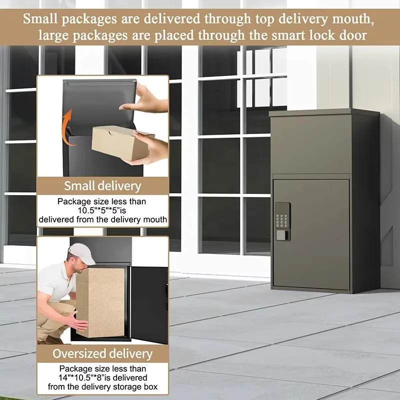 Outdoor Waterproof Courier Wall Mounted Anti-theft Large Metal Mail Letter Cabinet Delivery Drop Parcel Box