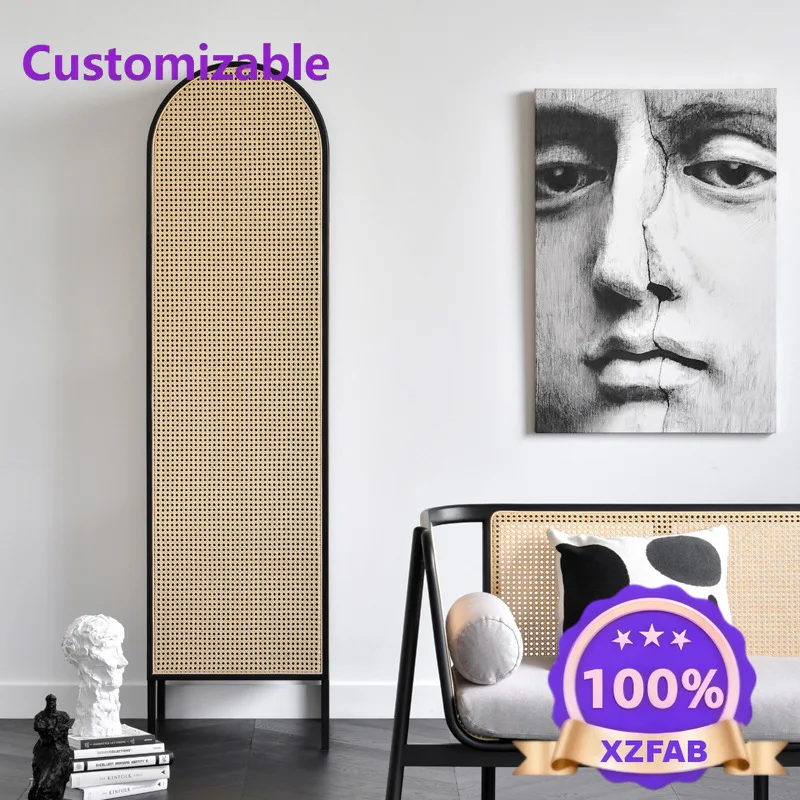 Factory Direct 2026 solid wood rattan wardrobe small household storage cabinet simple retro wardrobe combination single door