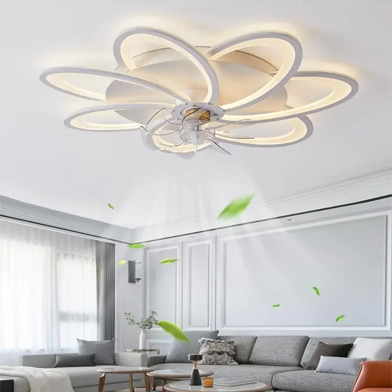 

Follower Ceiling Light With Fans DC Motor APP Smart Fans Light Luxury Invisible Ceiling Fan Dining Room Lamp with Fan 110V 220V