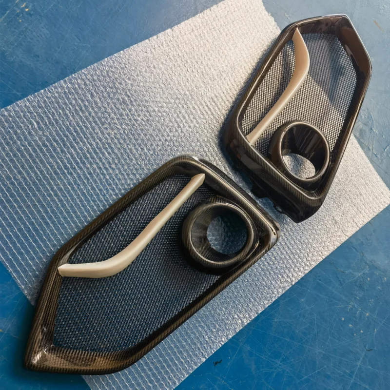 Carbon Fiber Fog Light Cover For Honda Civic FK7 Fiberglass Front Bumper Head Light Air Vent Duct Racing Bodykit Trim Part