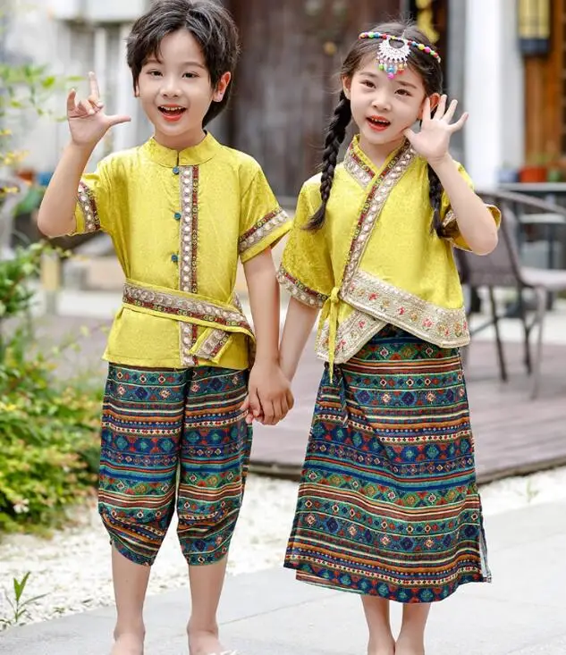 

Thai Boy Suit Summer Children Vintage Cloth Girls