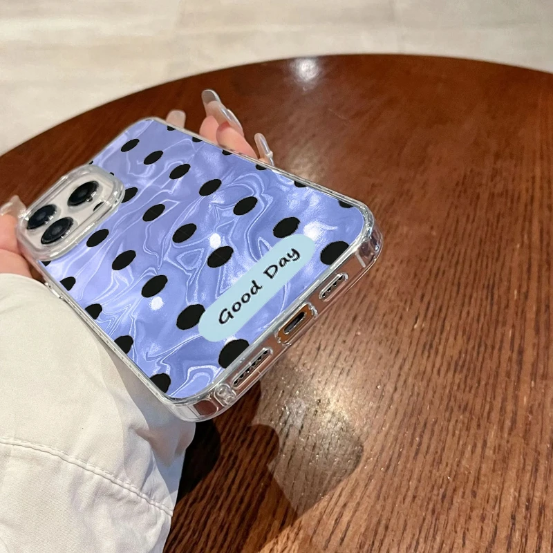 Чехол для телефона в горошек для женщин и девочек для Apple iphone 15 16 14 13 Pro Max 16e 16plus 12 11 7 8 Plus XR SE Silicone Fundas Cover