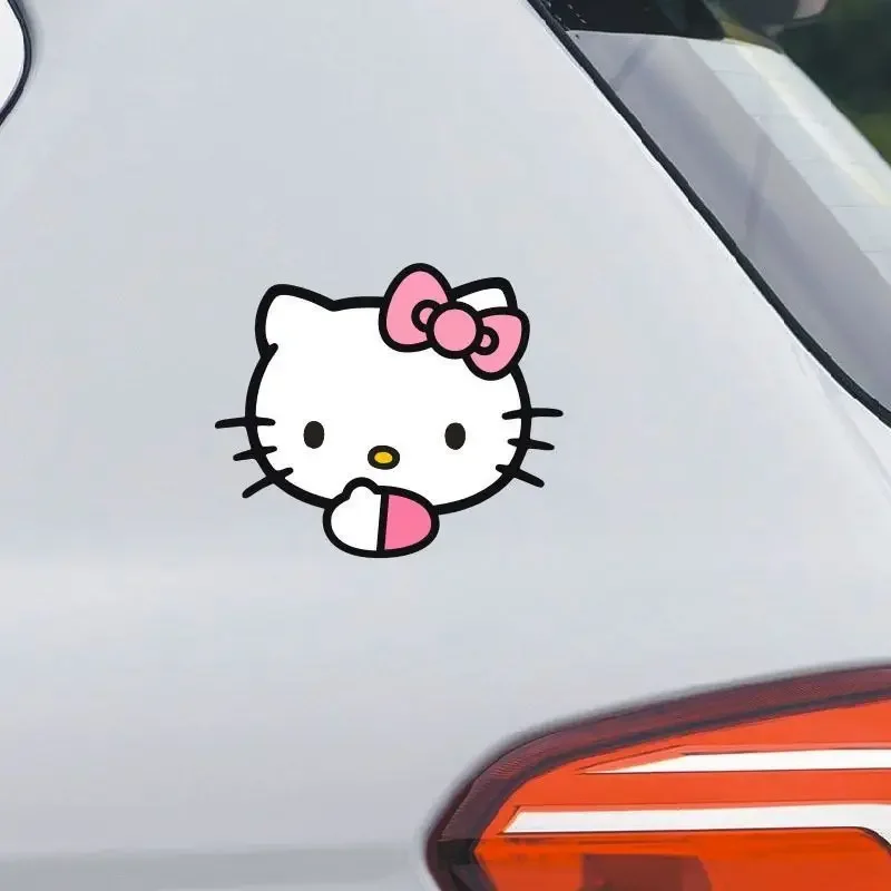 MINISO HelloKitty Car Scratch Cover Sticker Body Modification Kawaii HelloKitty Avatar Ladies Body Decoration Sticker Universal